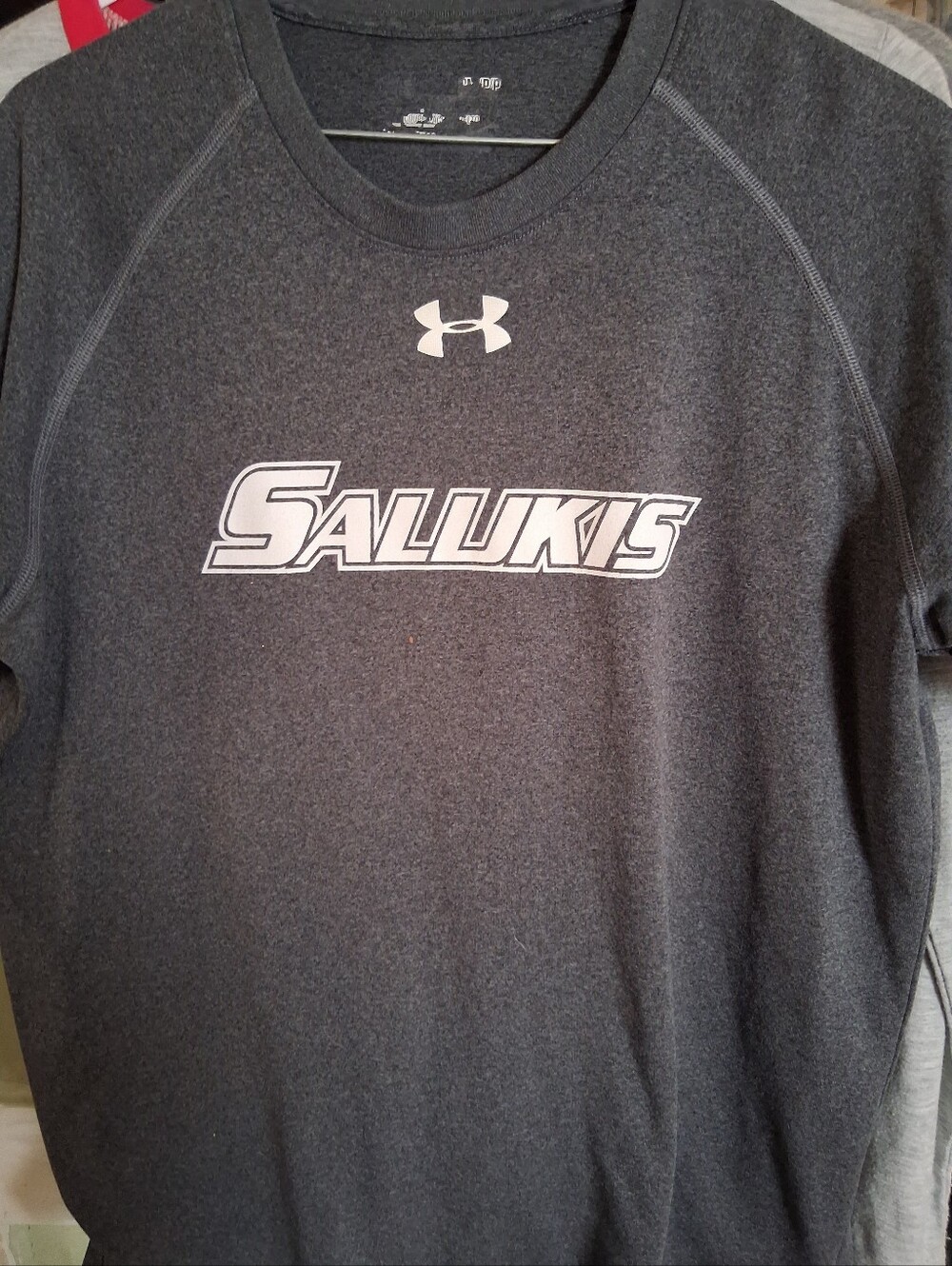 Under Armour Men’s Salukis Performance Tee - Charcoal with White Logo